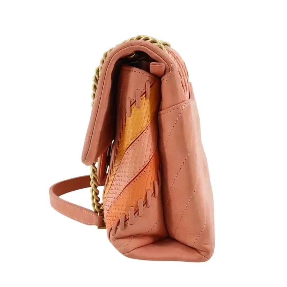 Chanel Patchwork Flap Bag Pink CC Snakeskin Paris-Cuba Medium Iridescent Chevron - Picture 4 of 16